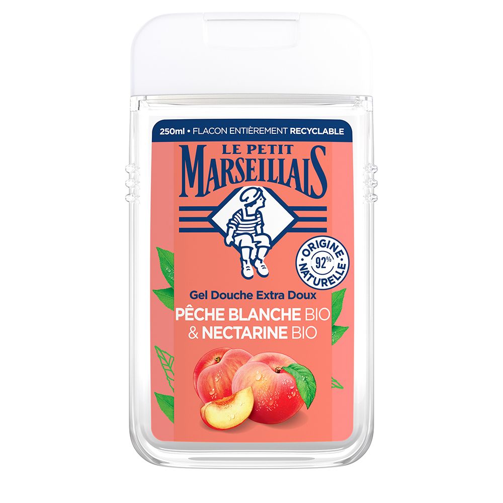 Le Petit Marseillais Gel Douche & Bain Extra Doux Pêche Blanche Bio et Nectarine Bio 250ml