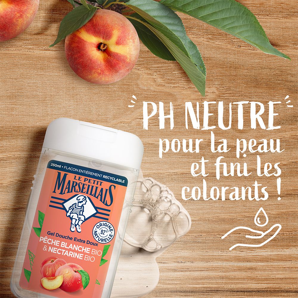 Le Petit Marseillais Gel Douche & Bain Extra Doux Pêche Blanche Bio et Nectarine Bio 250ml