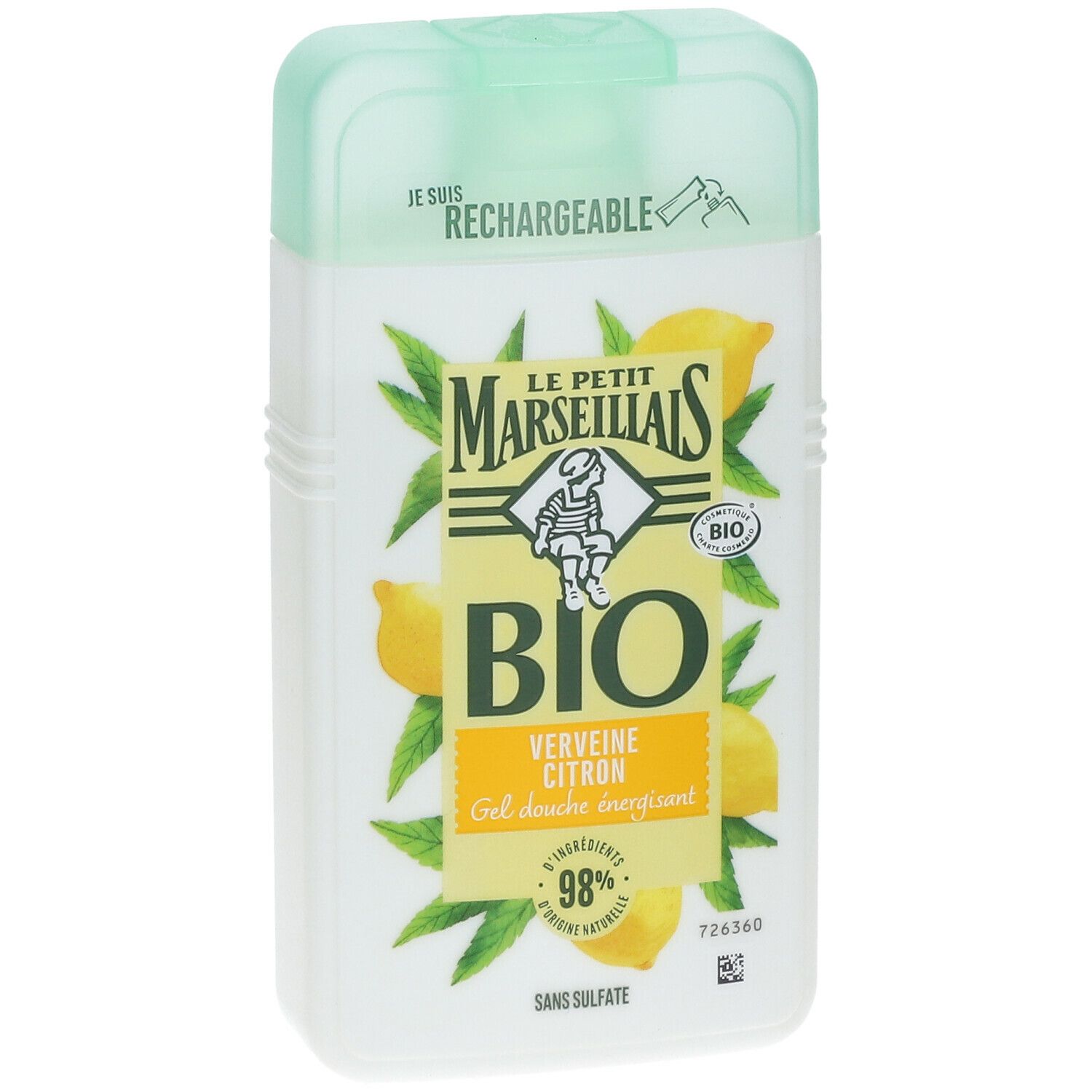 Le Petit Marseillais Gel Douche Bio Energisant, au pH neutre, Verveine Citron, 250ml