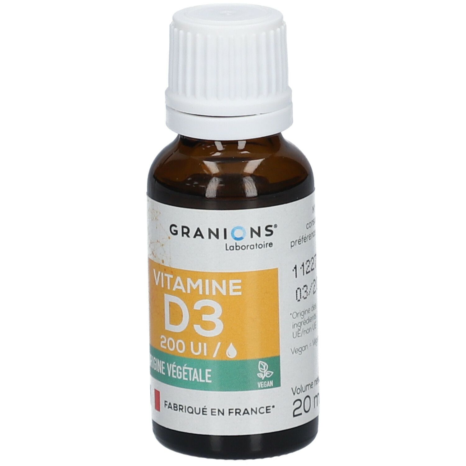 Laboratoire des GRANIONS® Vitamine D3 végétale 200 UI - Gouttes