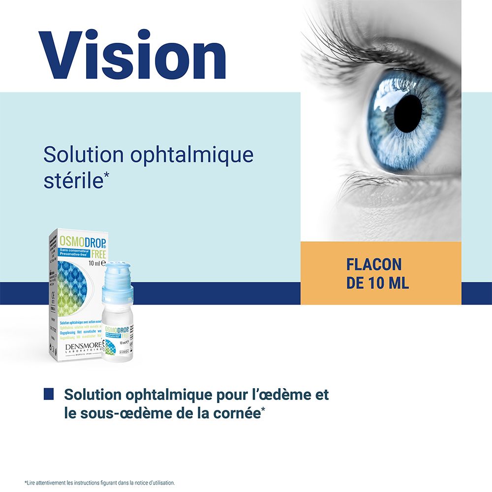 Densmore Osmodrop® Free Solution ophtalmique - Œdème et sous-œdème de la cornée 10 mL