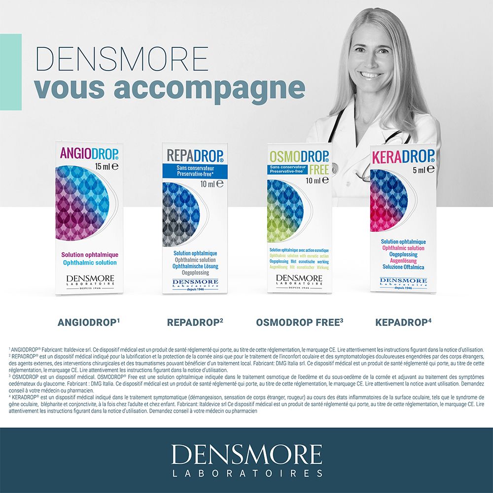 Densmore Osmodrop® Free Solution ophtalmique - Œdème et sous-œdème de la cornée 10 mL