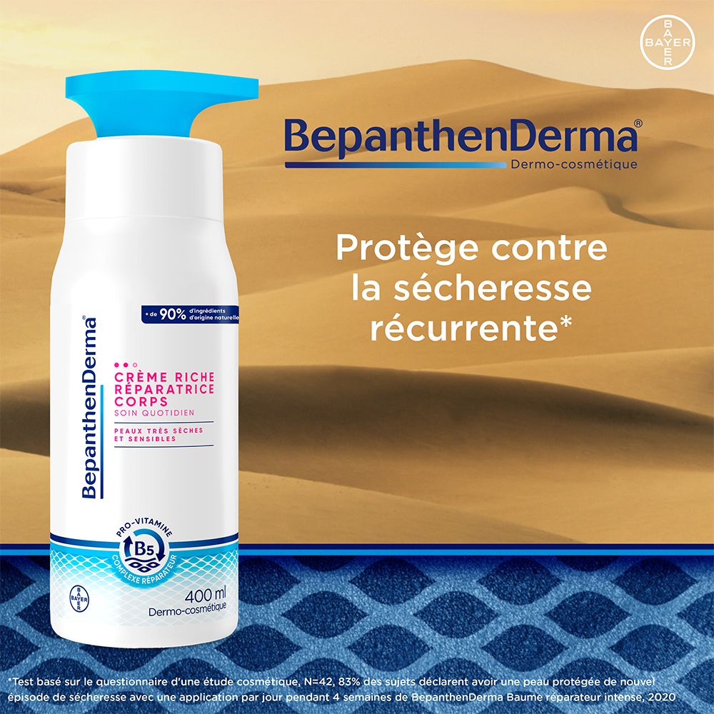 BepanthenDerma® Crème Riche Réparatrice Corps 400ml Peaux Très Sèches et Sensibles