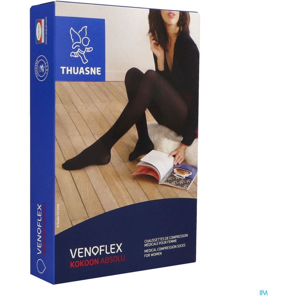 THUSANE VenoFlex Bas-Cuisse KOKOON ABSOLU Classe 3 Normal Noir