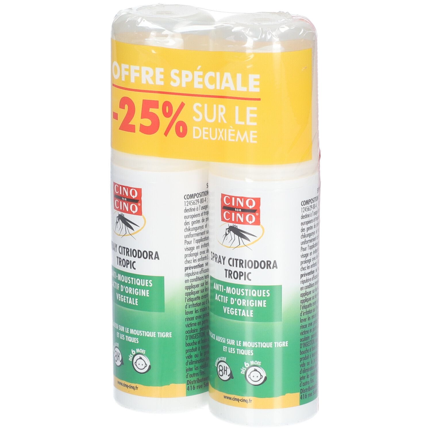 CINQ SUR CINQ Lot De 2 Spray Anti-Moustiques Citriodora  - Actifs d'Origine Végétal