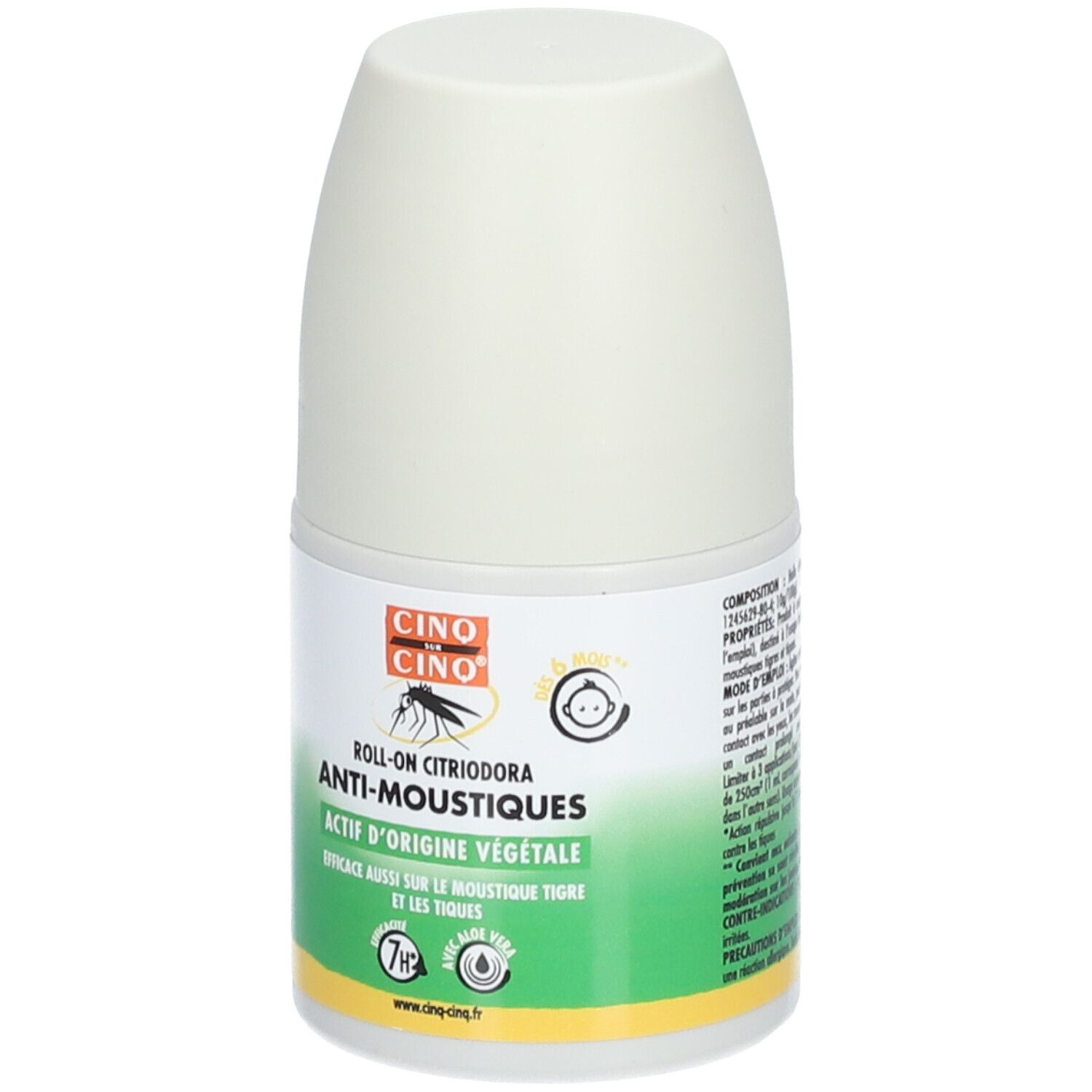 CINQ SUR CINQ Roll-on Anti-Moustiques Citriodora- Actifs d'Origine Végétale