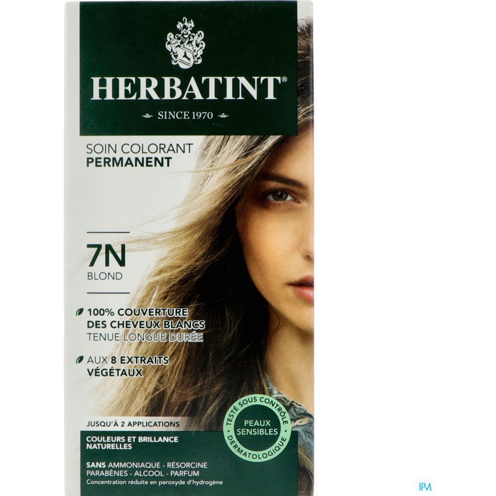 Herbatint Teinture, Teinture capillaire colorante aux extraits végétaux, blond, n° 7N, 2 f
