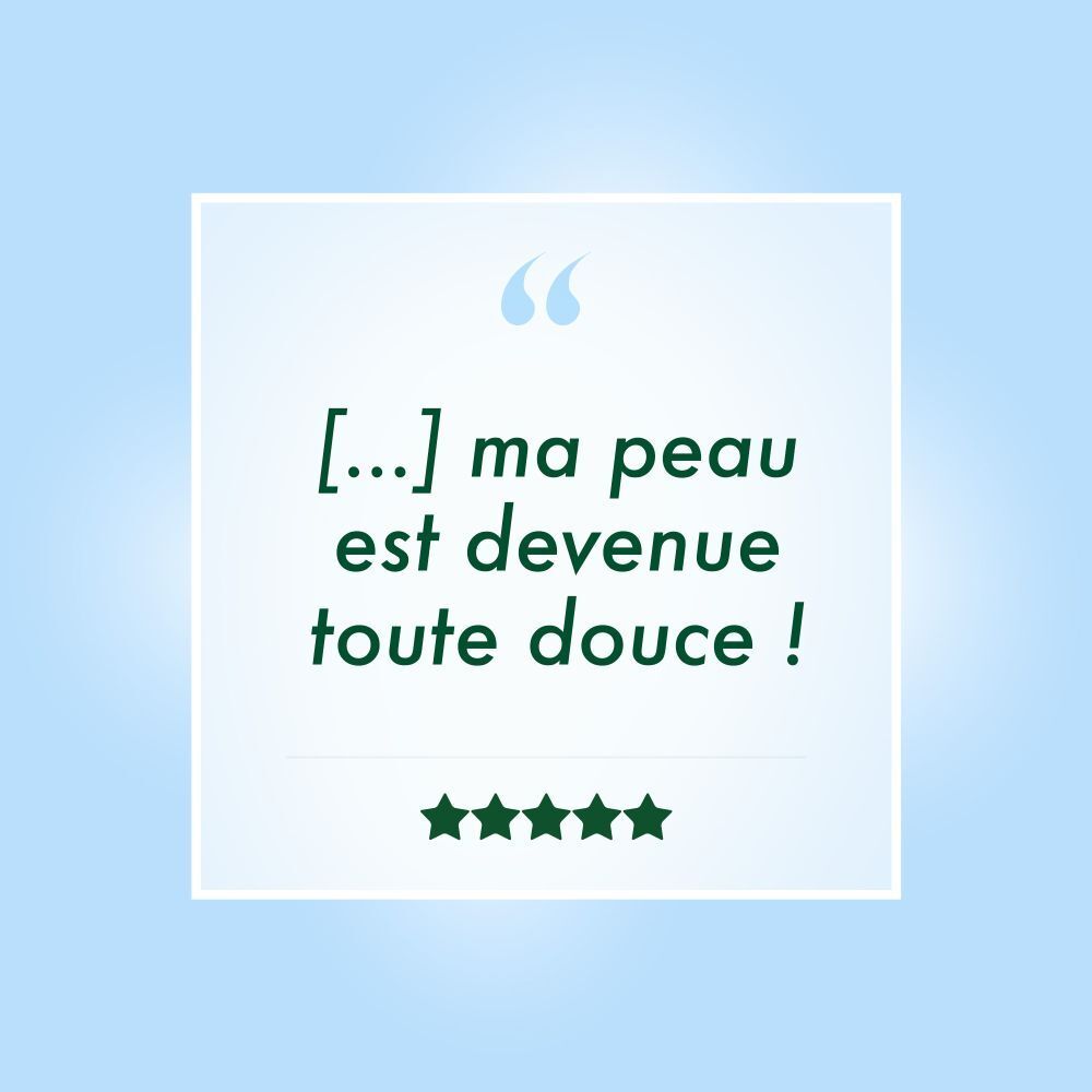 Citation avec texte: [...] ma peau est devenue toute douce ! Cinq étoiles.