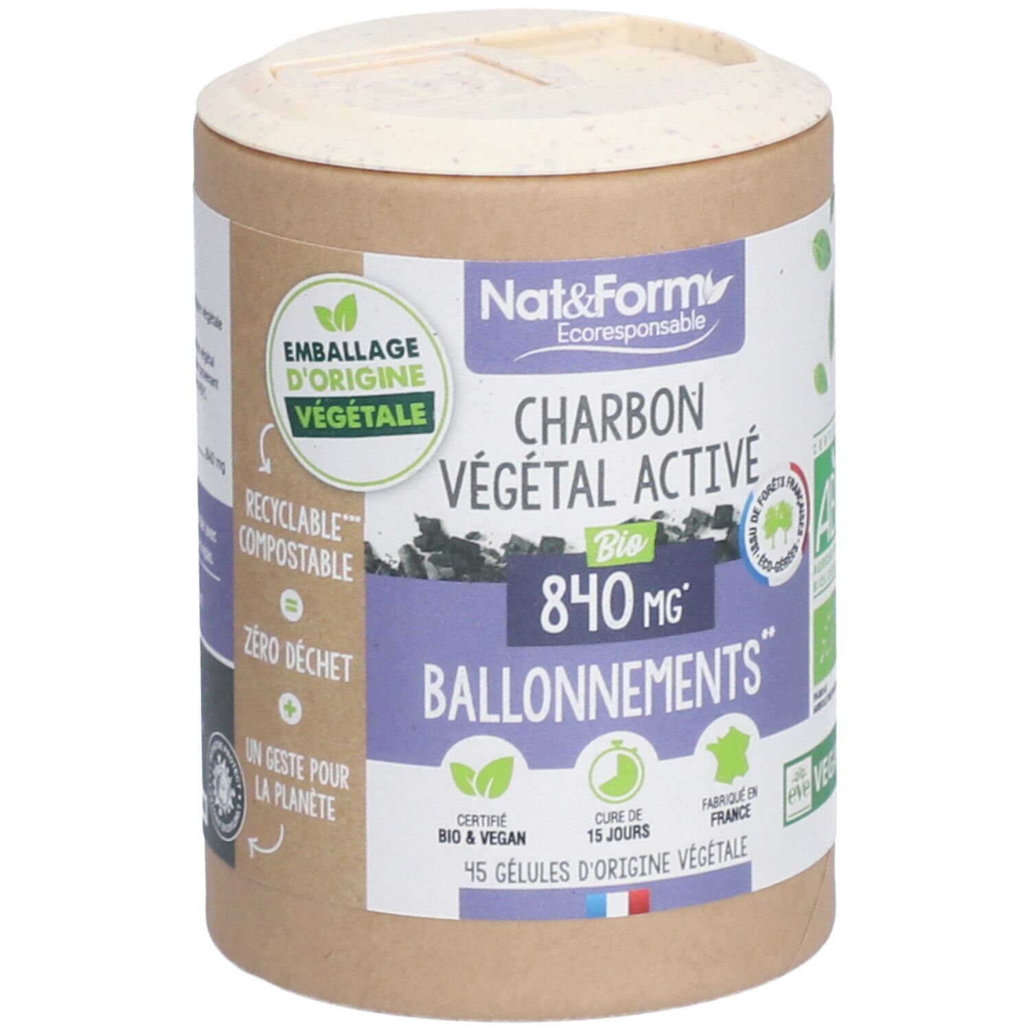 Nat&Form Charbon végétal activé en gélules
