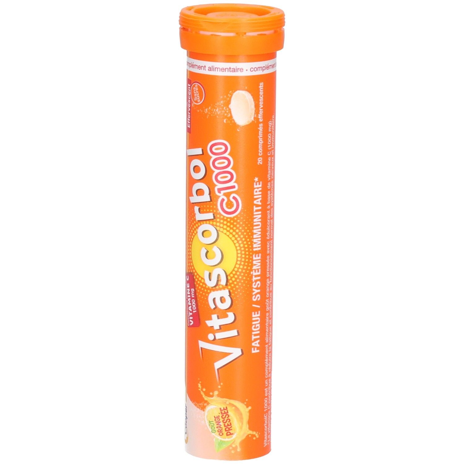 VITASCORBOL - Complément alimentaire à base de vitamine C 1000 mg - Fatigue et système immunitaire - Programme 20 jours - 20 comprimés effervescents