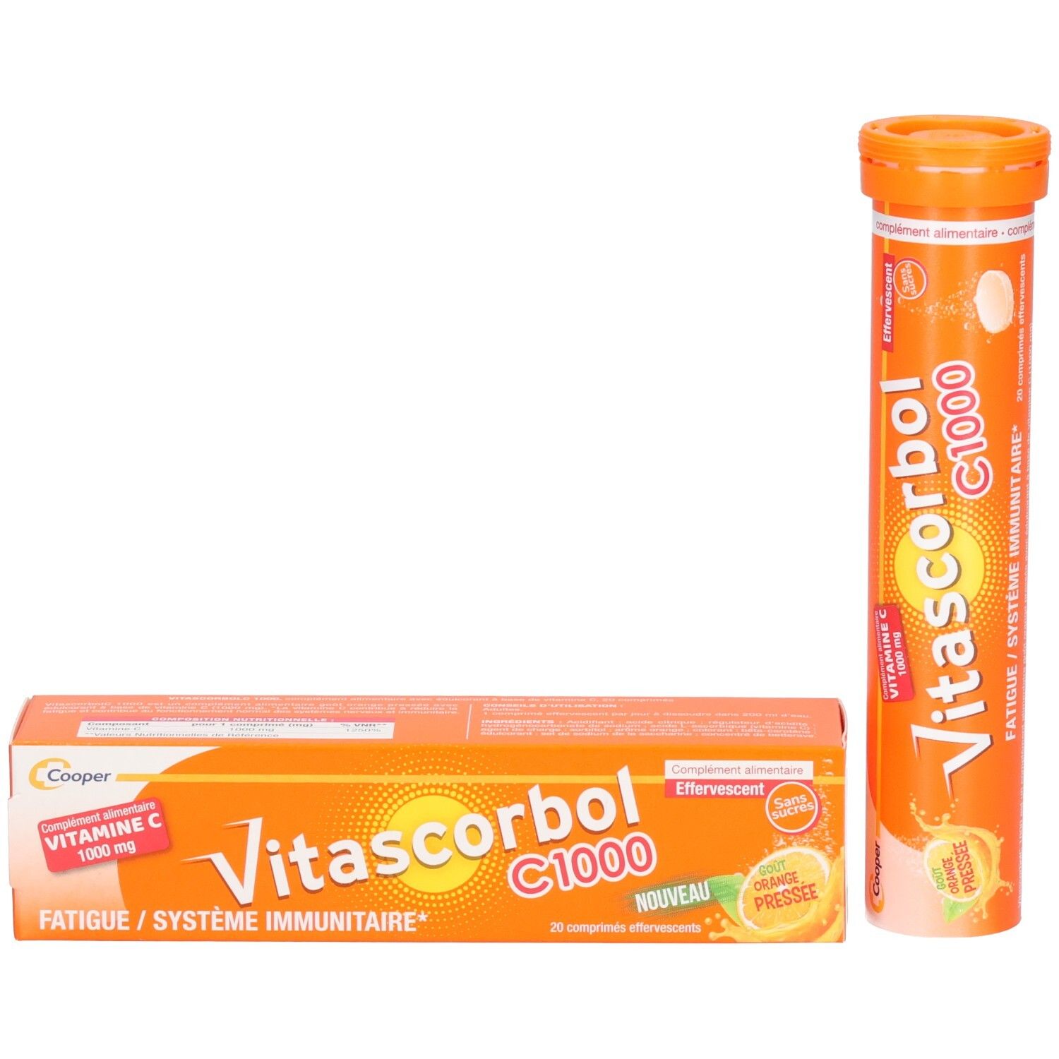 VITASCORBOL - Complément alimentaire à base de vitamine C 1000 mg - Fatigue et système immunitaire - Programme 20 jours - 20 comprimés effervescents