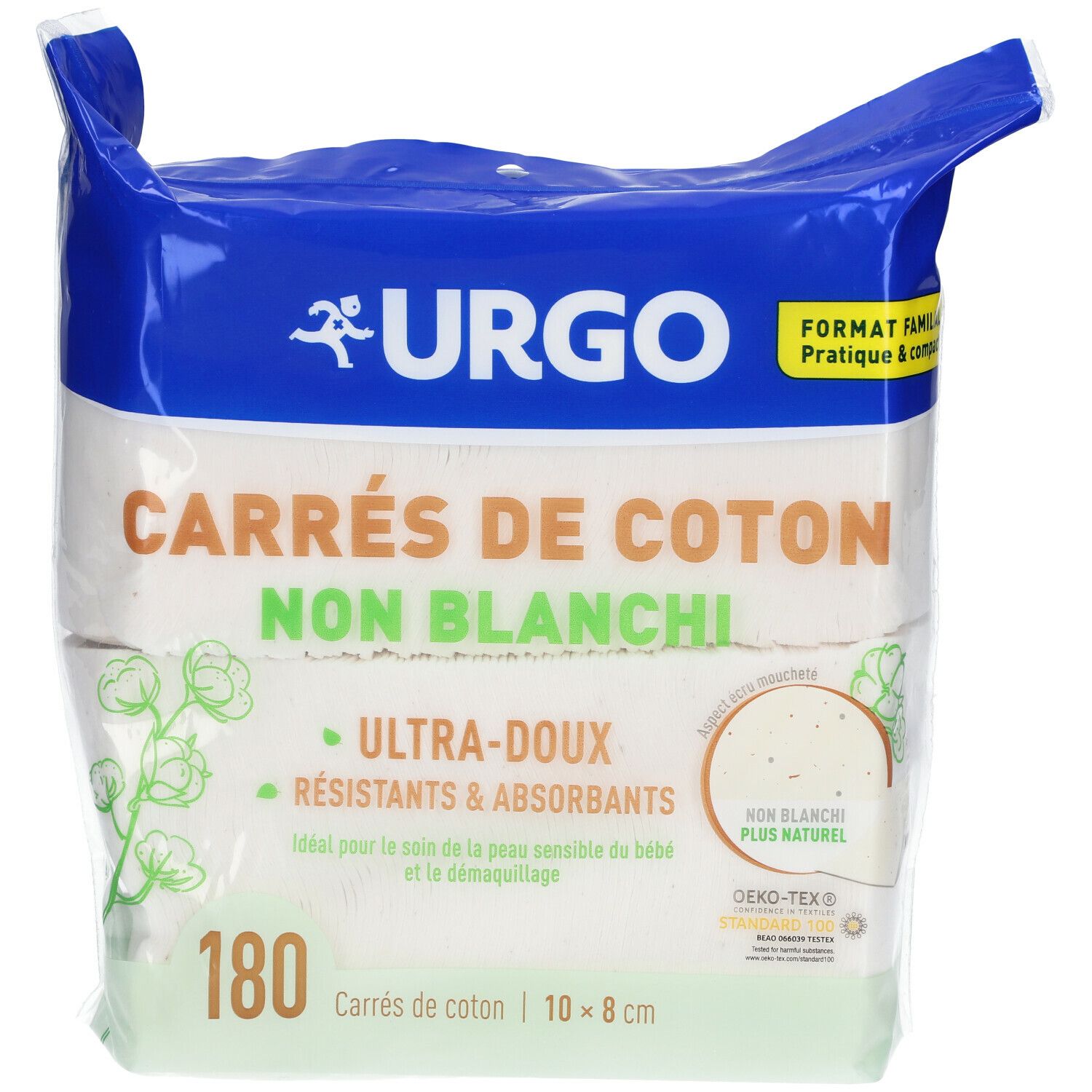 URGO Carrés de Coton 10 x 8 cm 180 pc(s) - Redcare Pharmacie