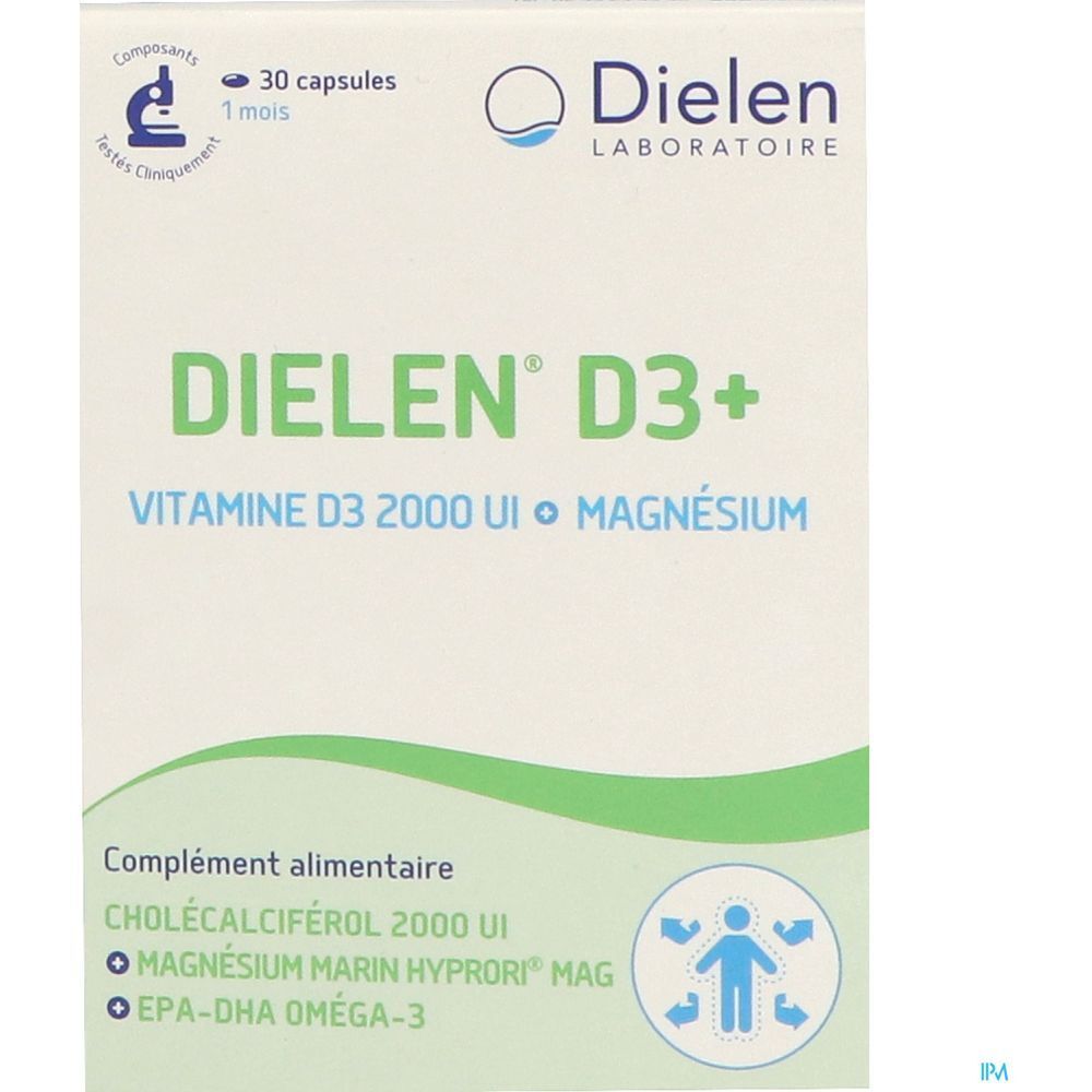Dielen D3+, Capsule, complément alimentaire à base d'Oméga 3, vitamine D3 et magnésium, bt