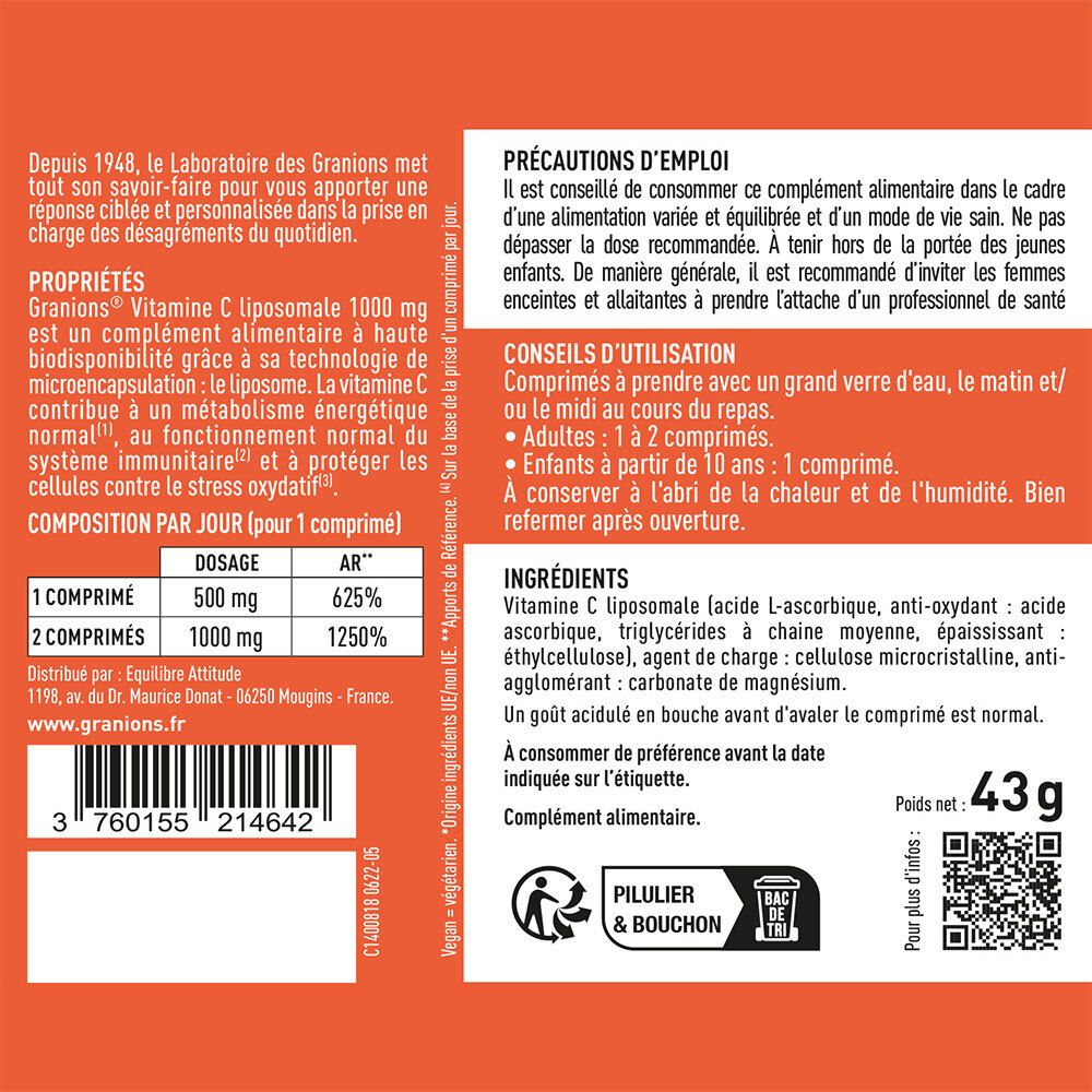 Laboratoire des Granions® Vitamine C Liposomale 1000 mg