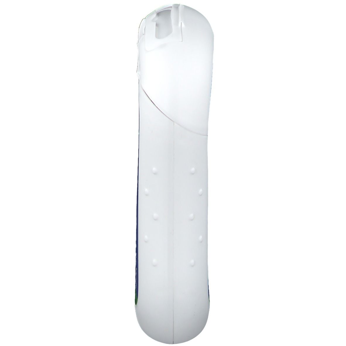 Vue latérale de la boîte blanche Urgo Waterproof. Forme arrondie avec petits picots.