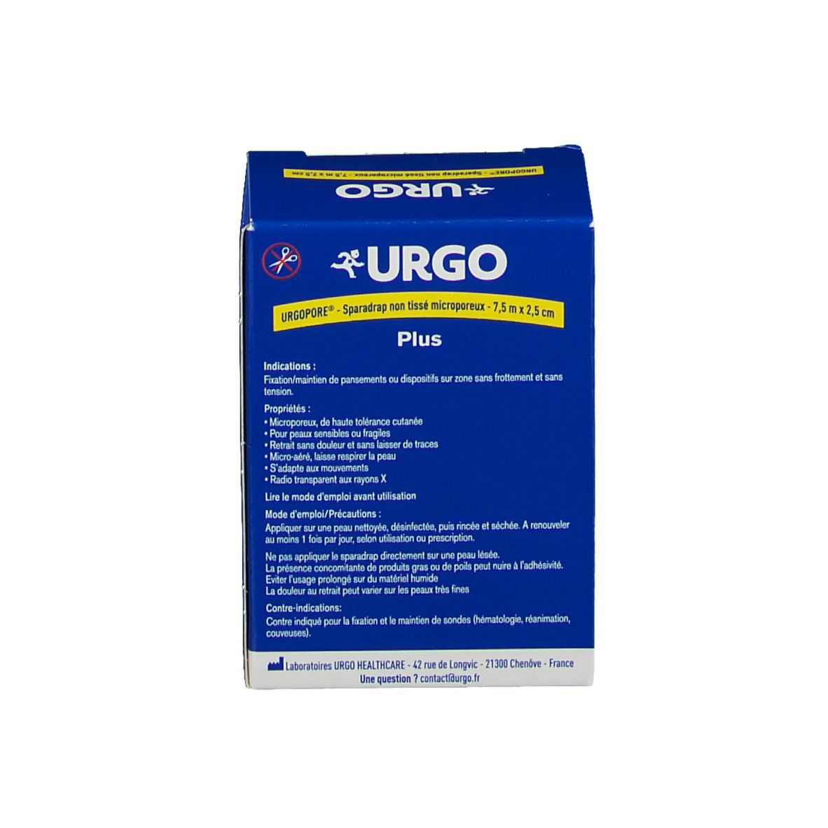 URGO Urgopore® plus Sparadrap non tissé microporeux 7,5 m x 2,5 cm