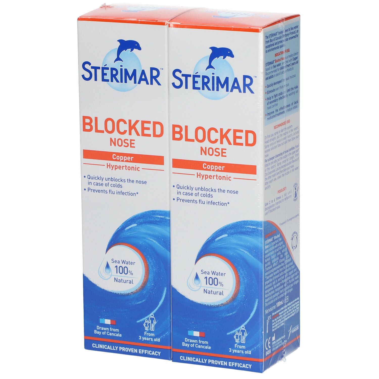 Hypertonic Nasal Spray - Blocked Nose - Sea Water - Stérimar - 2x100 ml  Stérimar