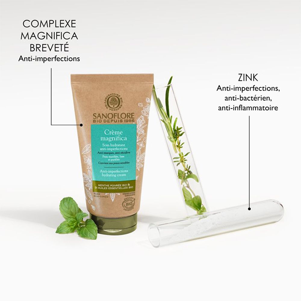 SANOFLORE Magnifica Crème anti-imperfections hydratante certifiée Bio tube éco-responsable 50ml