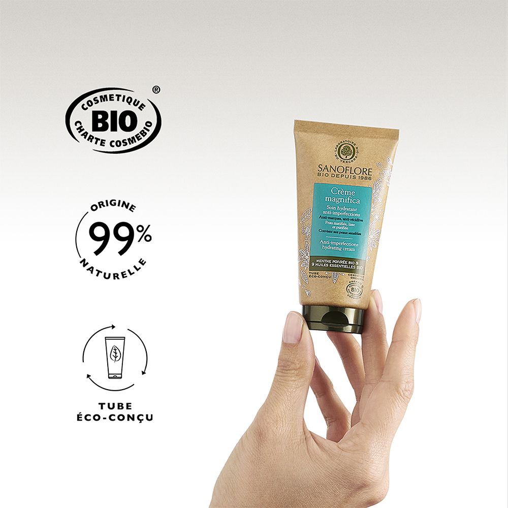 SANOFLORE Magnifica Crème anti-imperfections hydratante certifiée Bio tube éco-responsable 50ml