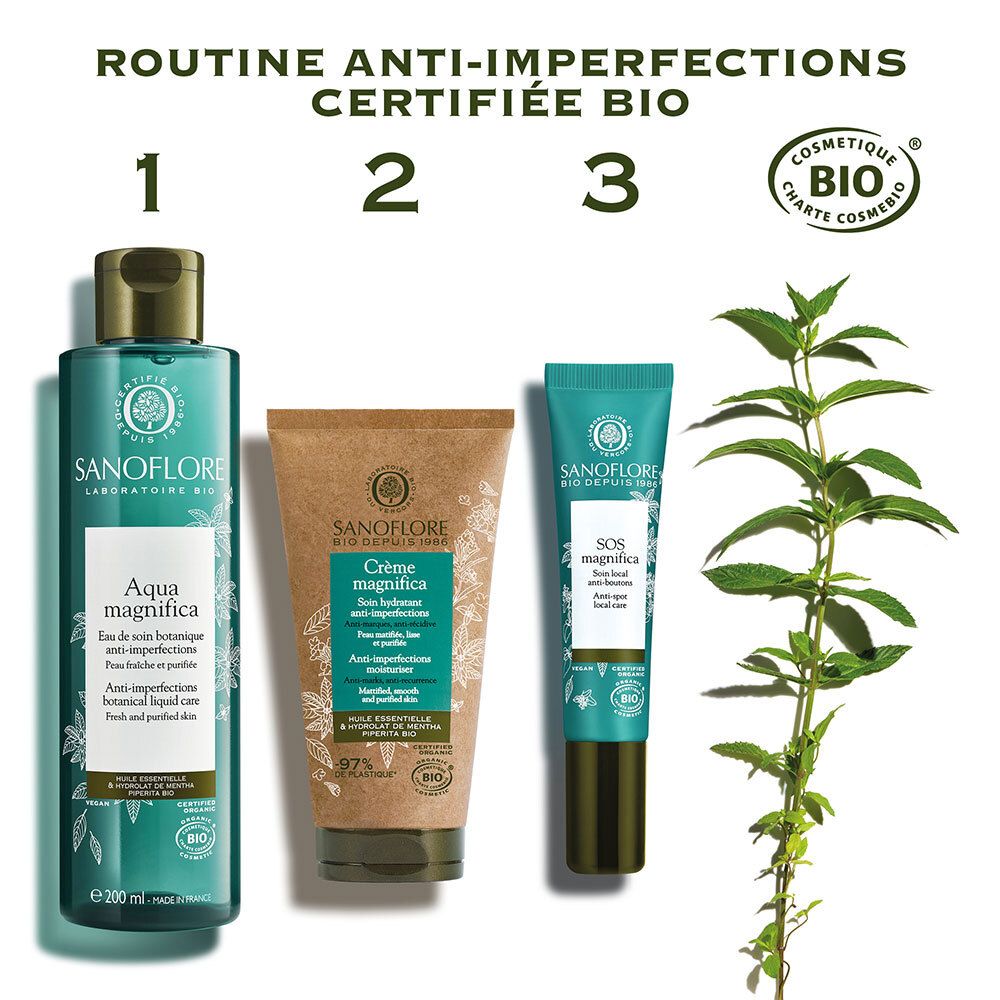 SANOFLORE Magnifica Crème anti-imperfections hydratante certifiée Bio tube éco-responsable 50ml