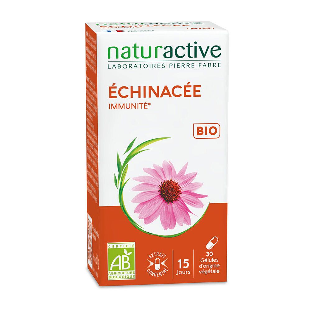 Naturactive Echinacée BIO. Boîte. 30 gélules. Certification AB. Vegan.