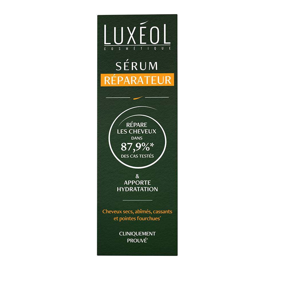 Boîte de LUXÉOL Sérum Réparateur avec détails sur l'efficacité.