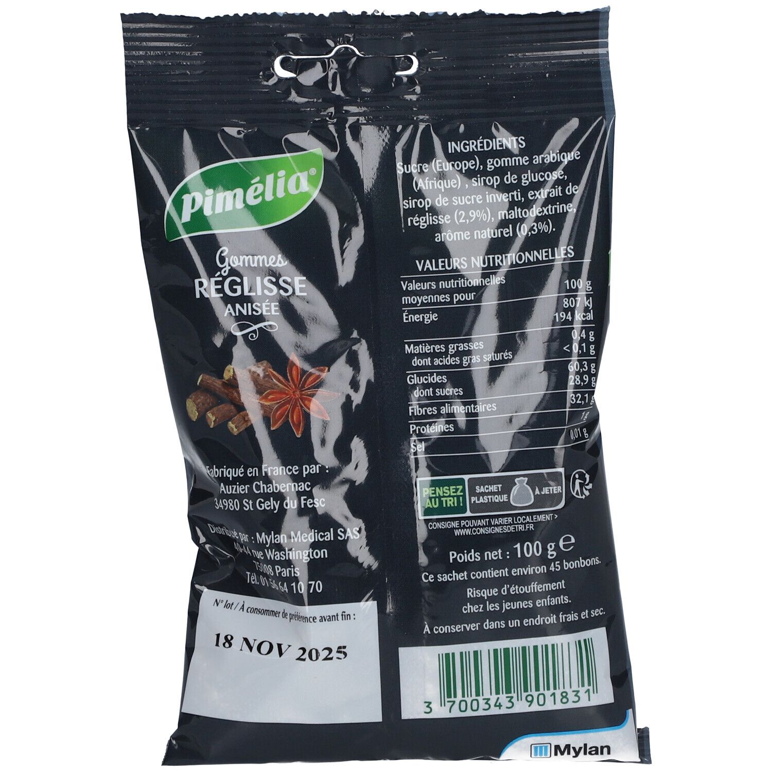 Pimélia® Gommes RÉGLISSE ANISÉE