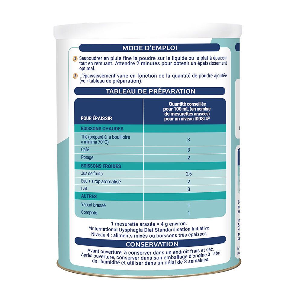 Dos de la boîte Picot Magic Mix. Tableaux avec instructions de préparation et dosage pour diverses boissons.