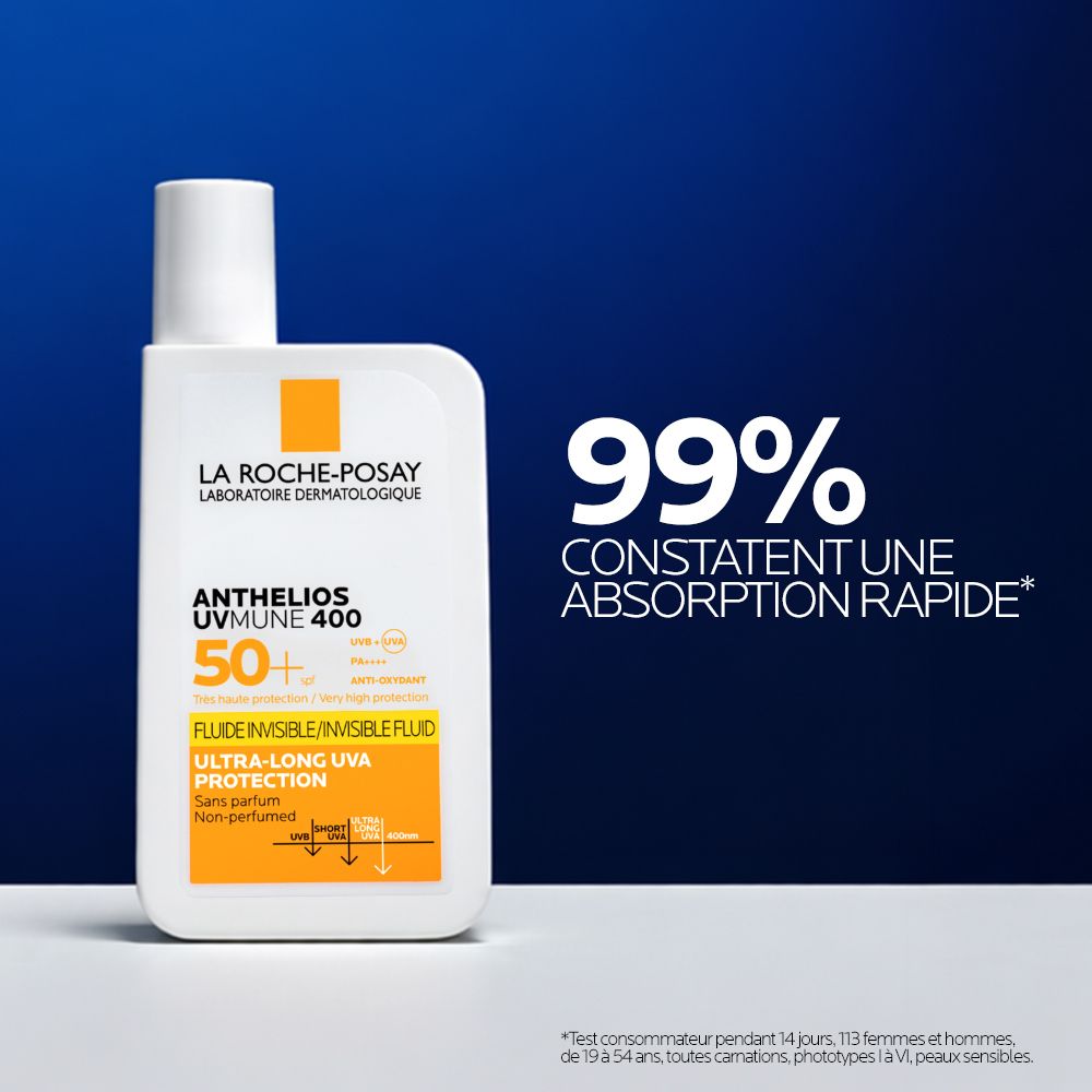 La Roche-Posay Anthelios UVmune 400 : 99% d'absorption rapide.
