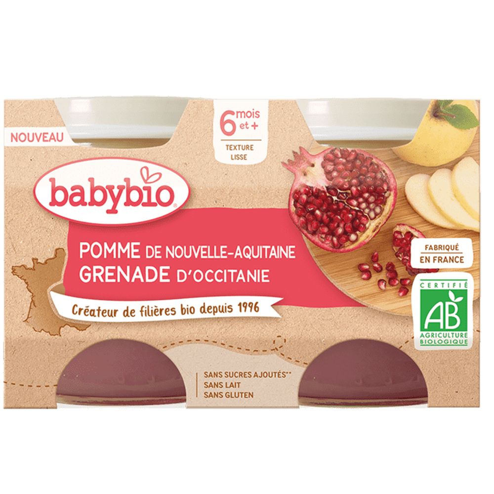 BABYBIO Petit pots Pomme Grenade