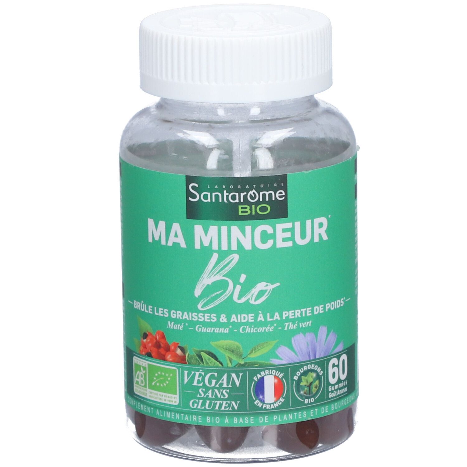 Santarome Ma Minceur Bio Gummis, 60 pièces, avec labels Bio et Vegan.