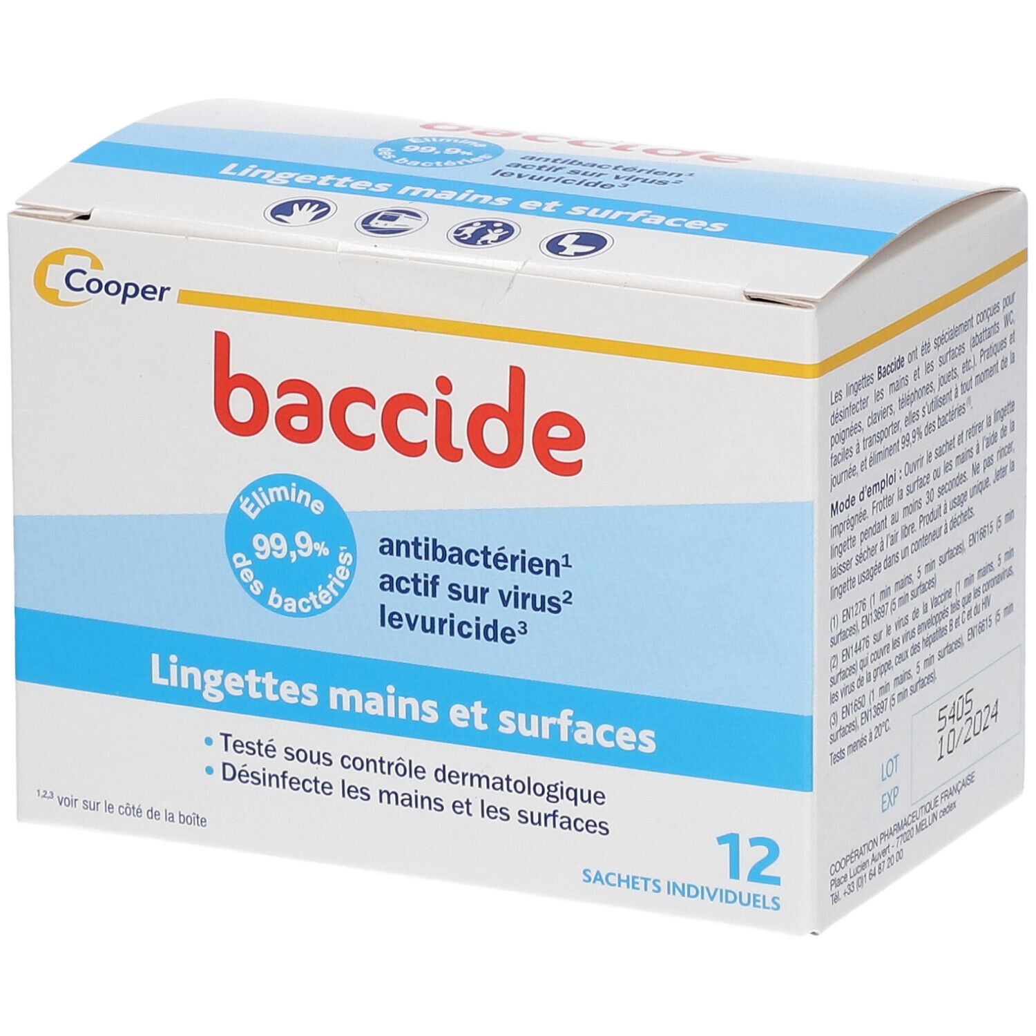 baccide Lingettes Mains et Surfaces Boite de 12 12 pc(s) - Redcare Pharmacie