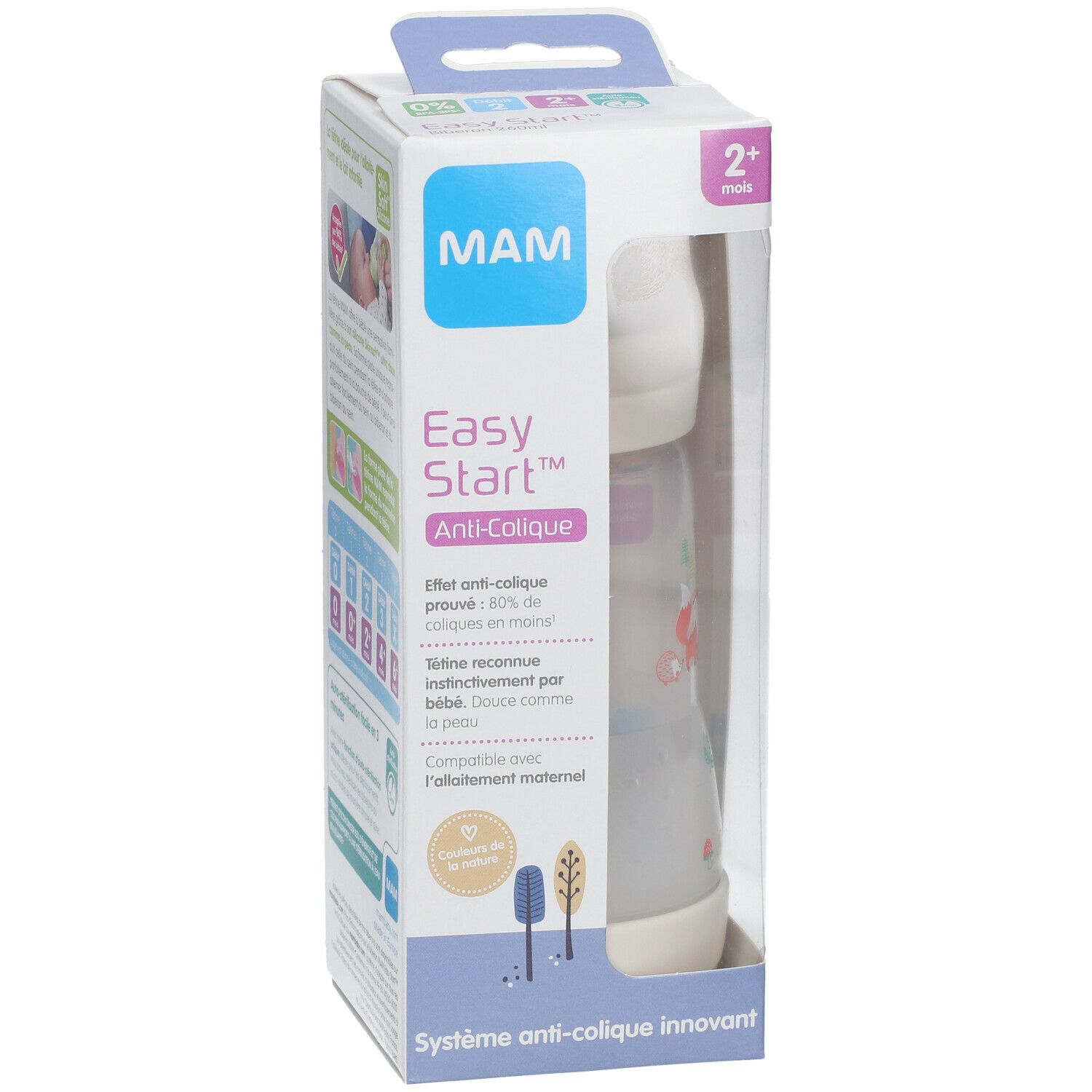 MAM Easy Start™ anti-colique 260 ml Colors of Nature - Biberon