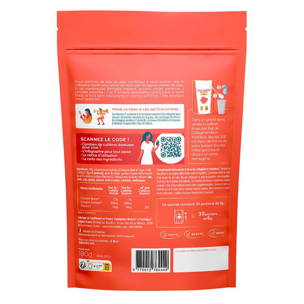 NUTRI&CO Collagène Marin  Arôme Pêche