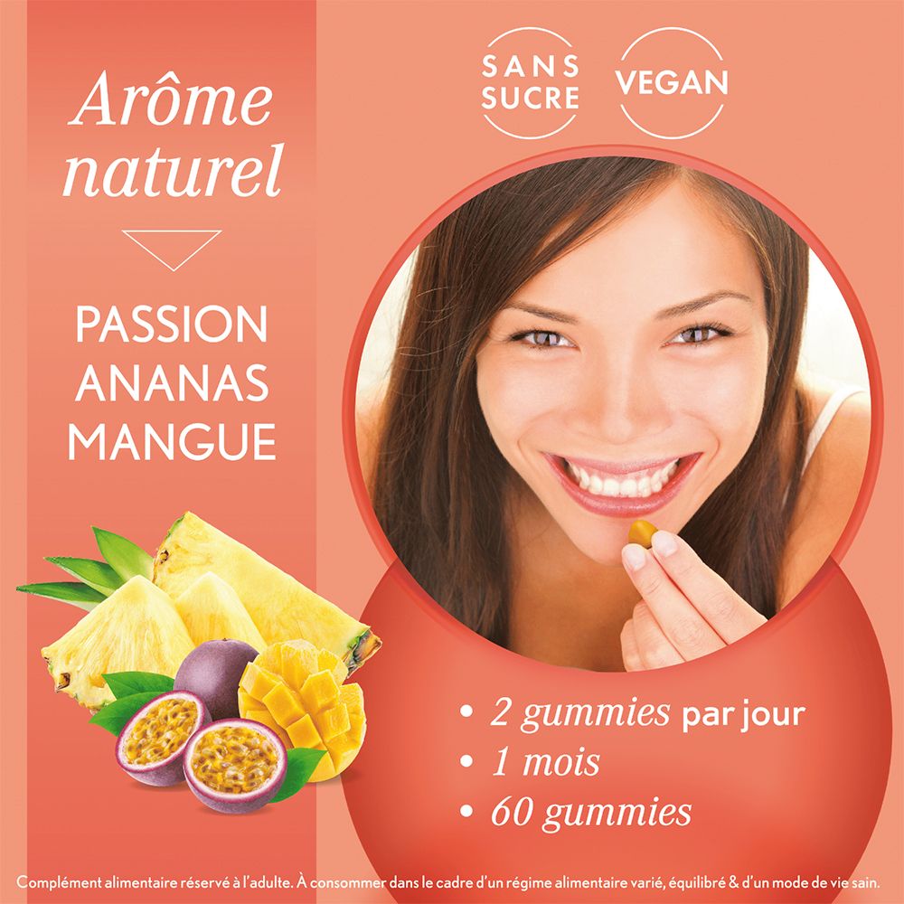 OENOBIOL GUMMIES Anti-imperfections - Peau nette, Anti-imperfections - Programme 1 mois 60 Gummies - Arôme naturel ananas mangue - Complément Alimentaire - Sans Sucre - Vegan - Made in France