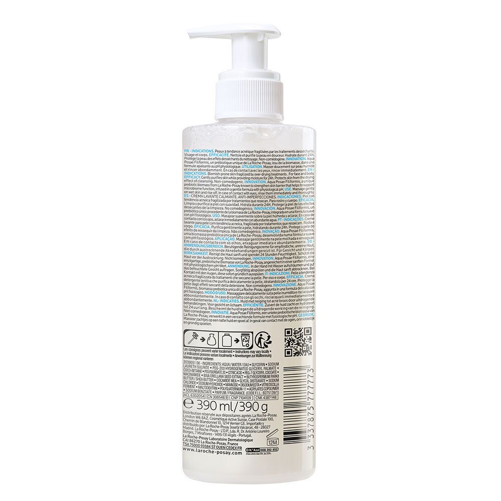 Effaclar H Iso-biome Crème lavante hydratante apaisante anti-imperfections 390ml