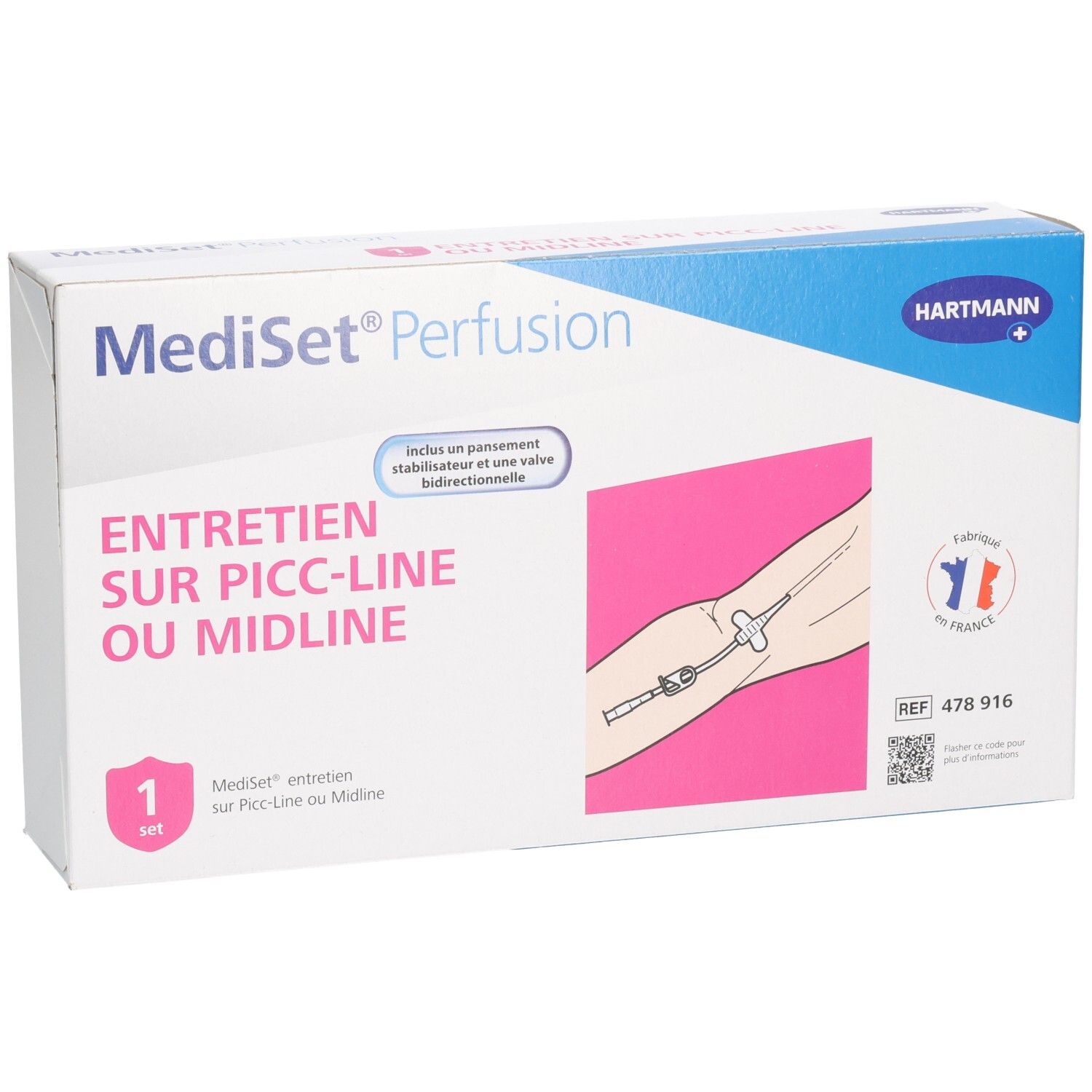 Boîte Mediset Perfusion. Set PICC-Line ou Midline. Marque Hartmann. Illustration.