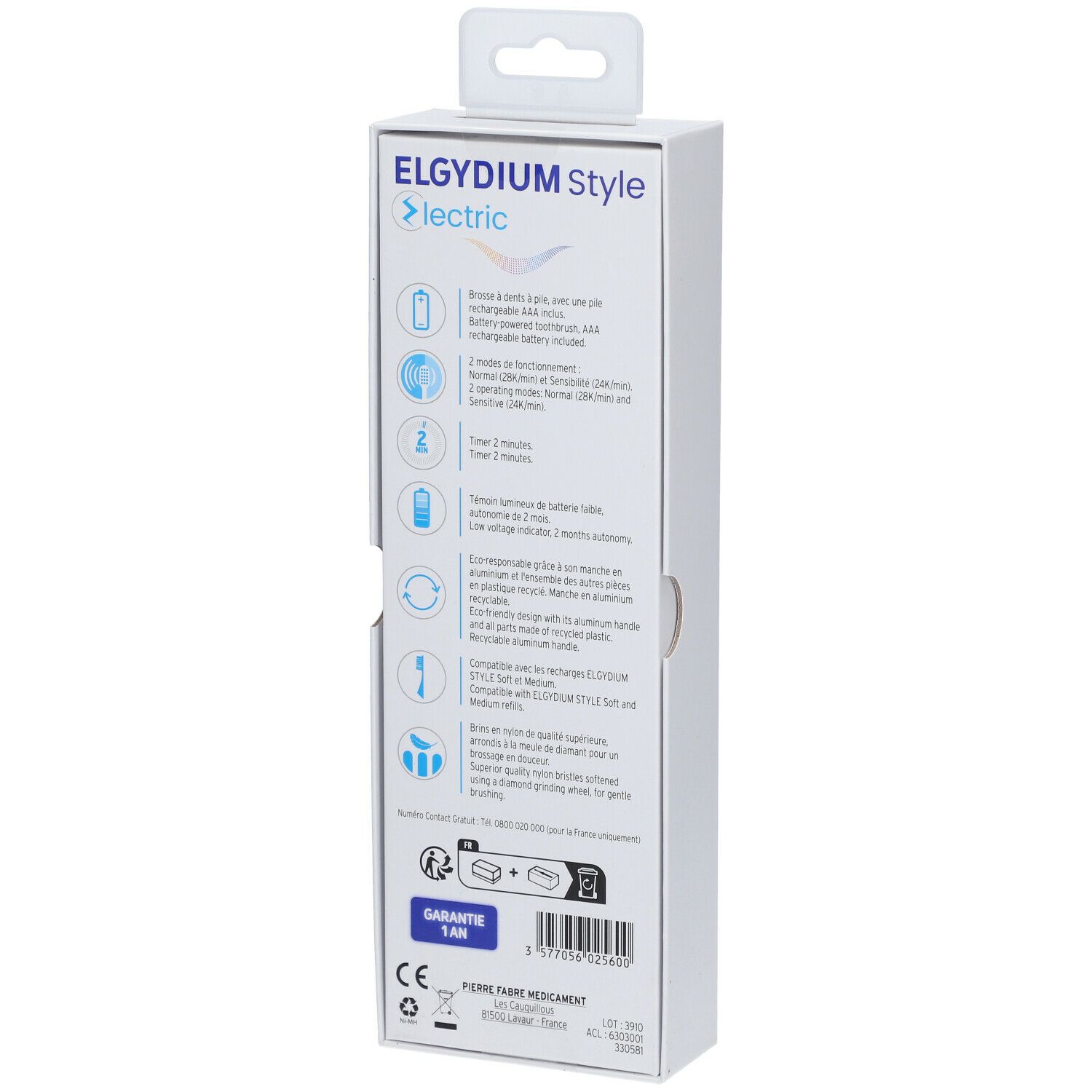 ELGYDIUM Style Electric Brosse à dents électrique Argent