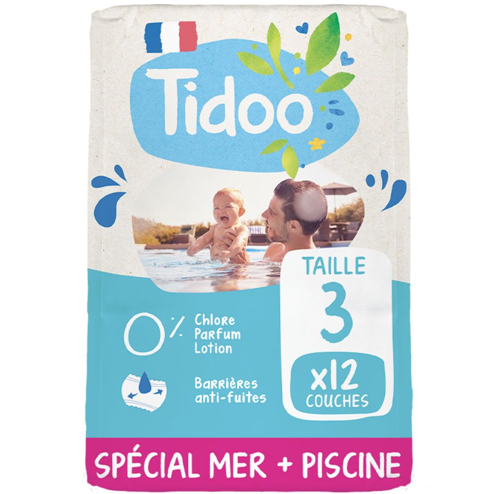 Tidoo Couches de bain Taille 3, lot de 12.