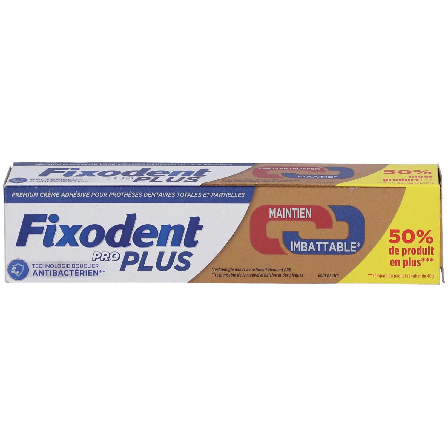Fixodent Pro Plus Maintien Imbattable - Crème Adhésive Pour Prothèses Dentaires