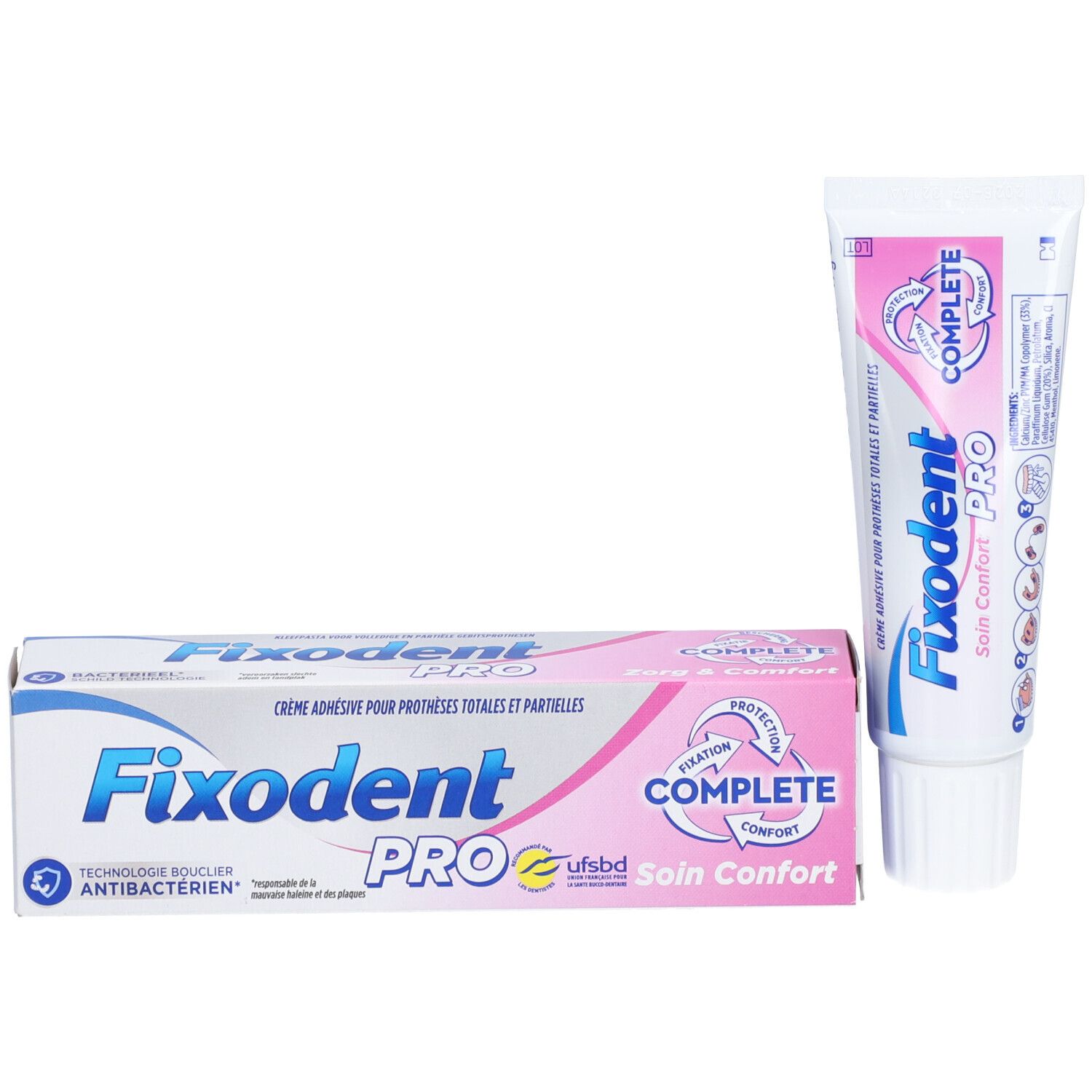 FIXODENT PRO SOIN CONFORT - Crème adhésive pour prothèse dentaire.  - tube 47 g