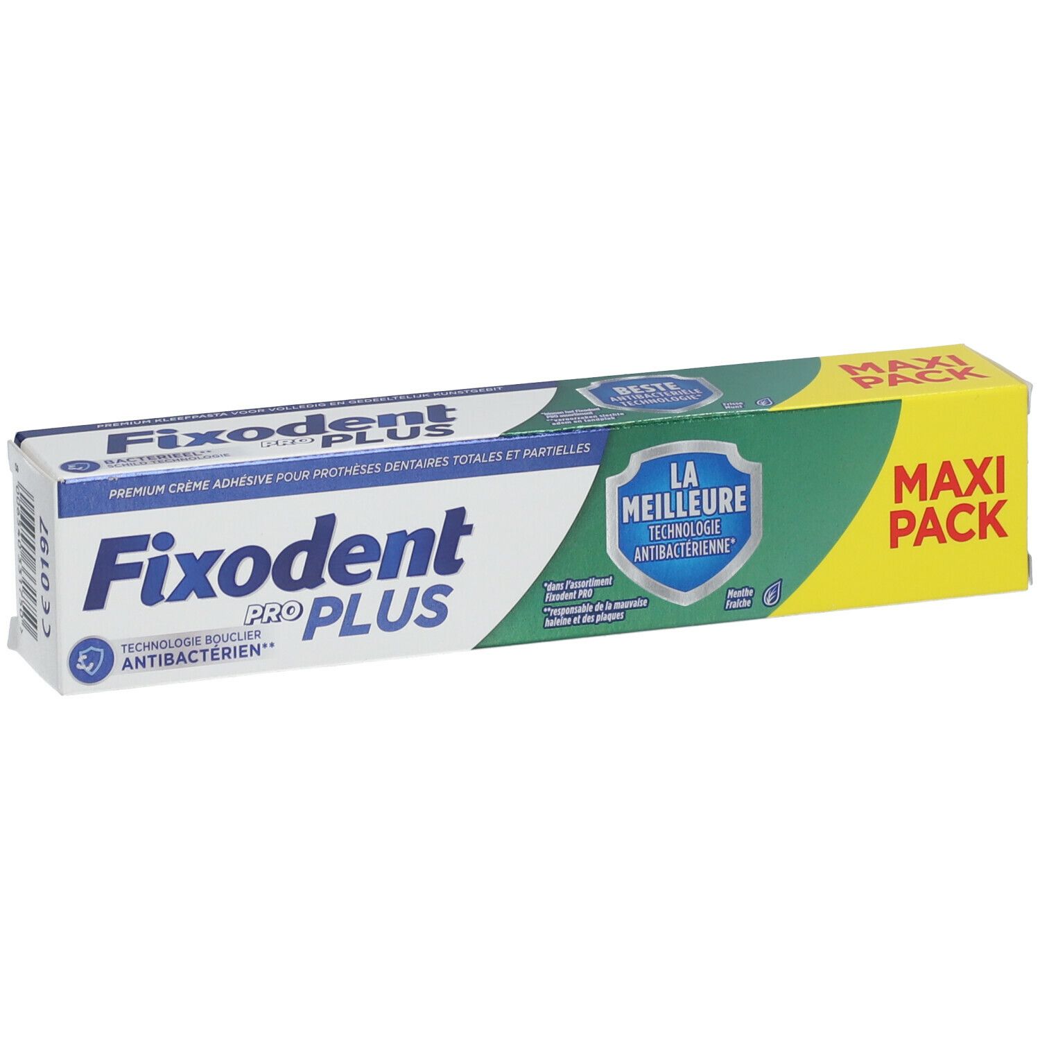 Fixodent Pro Plus La Meilleure Technologie Antibactérienne Crème adhésive Premium pour prothèses dentaires