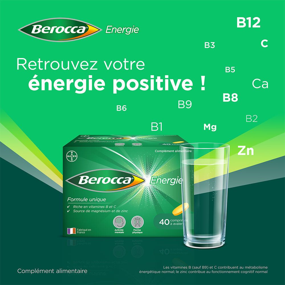 Berocca® Energie Multivitamines et Minéraux aide à réduire la fatigue