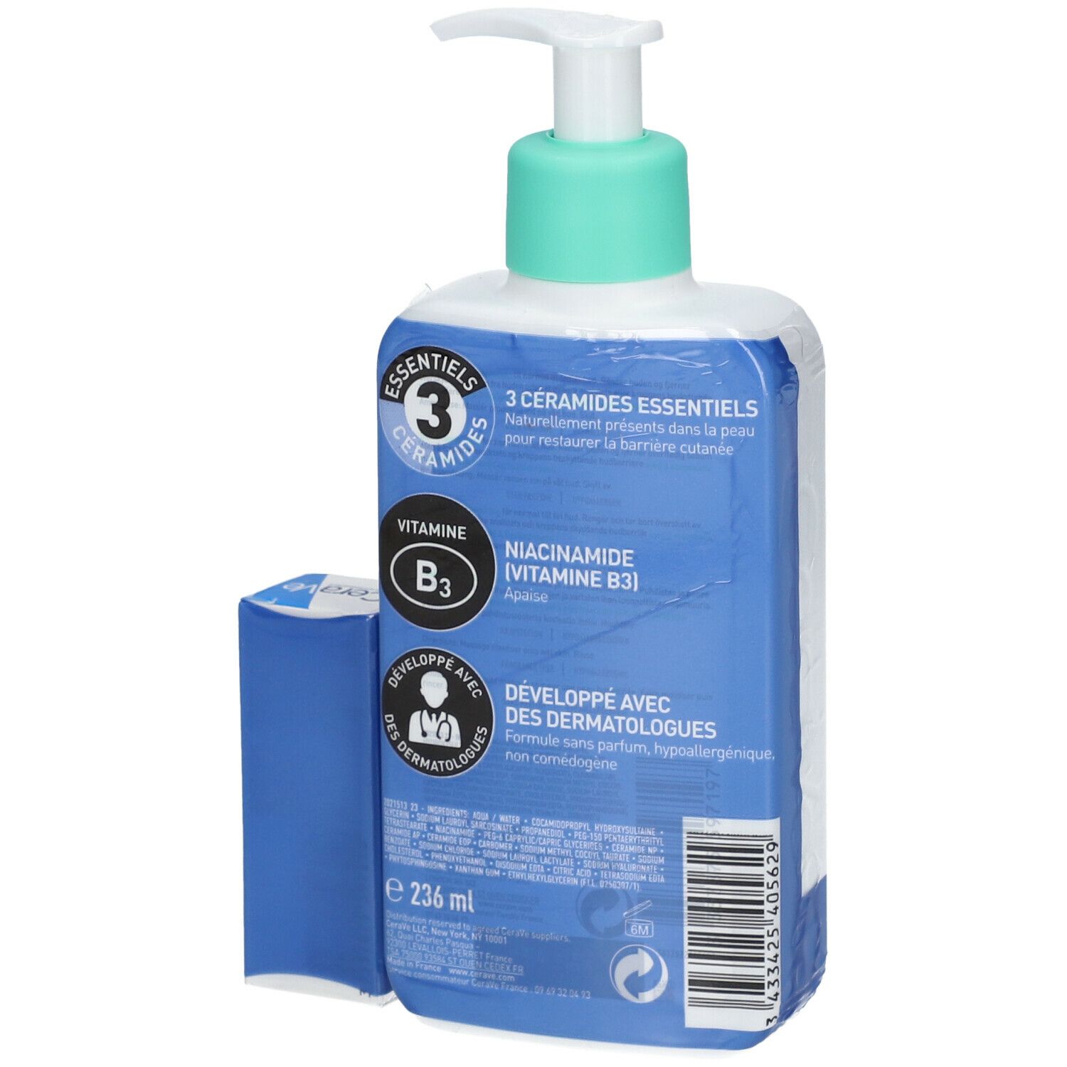 CeraVe Gel Moussant visage pour les peaux normales à grasses + Mini Crème Hydratante Visage offerte