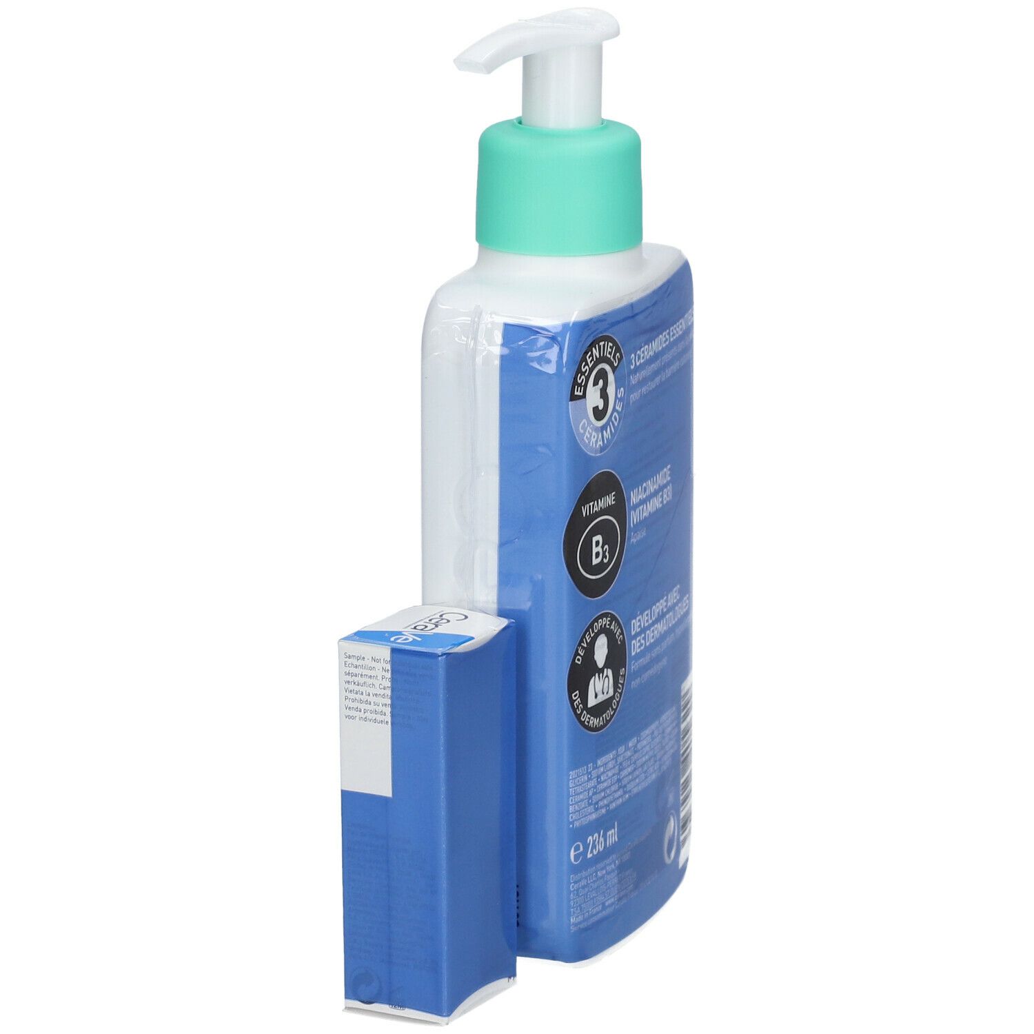 CeraVe Gel Moussant visage pour les peaux normales à grasses + Mini Crème Hydratante Visage offerte