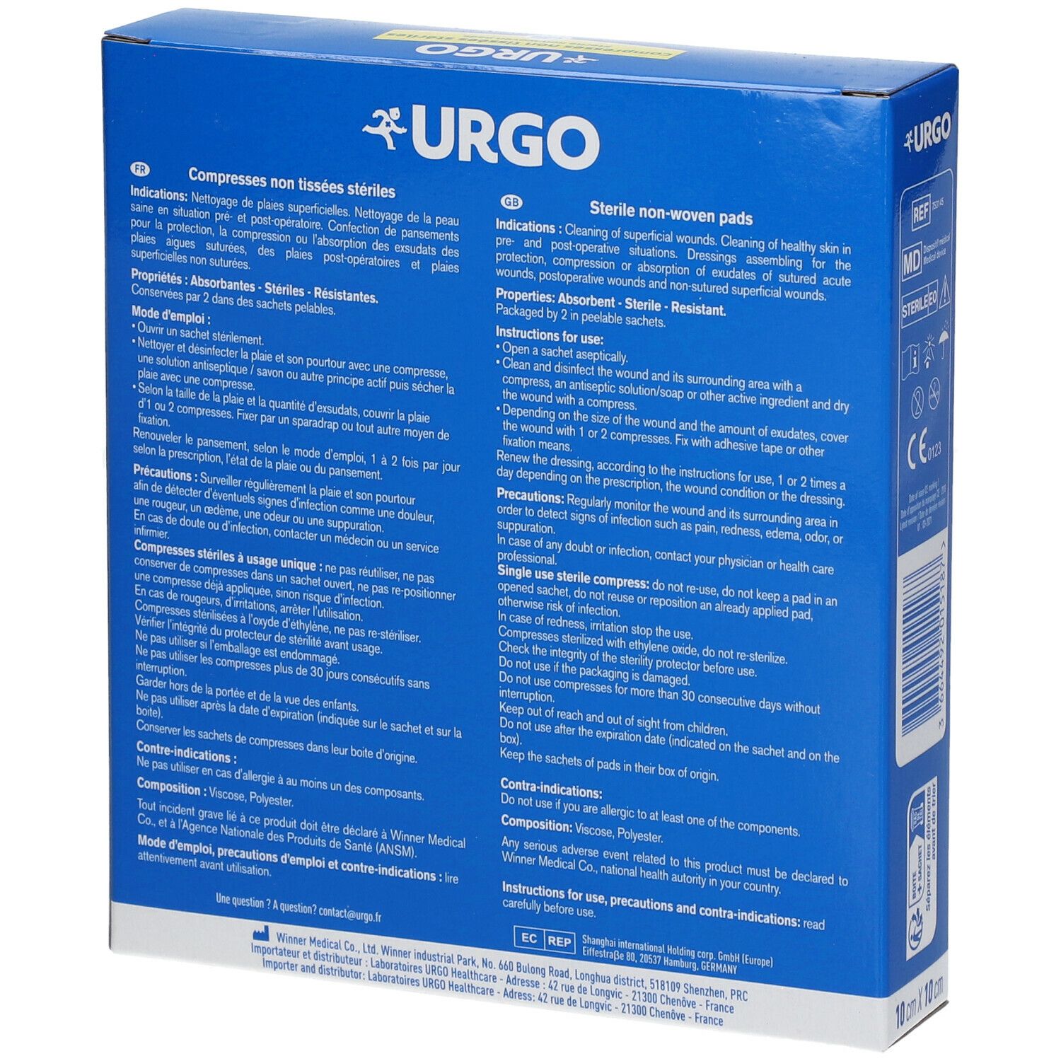 URGO Compresses stériles Non-tissées 10 cm x 10 cm