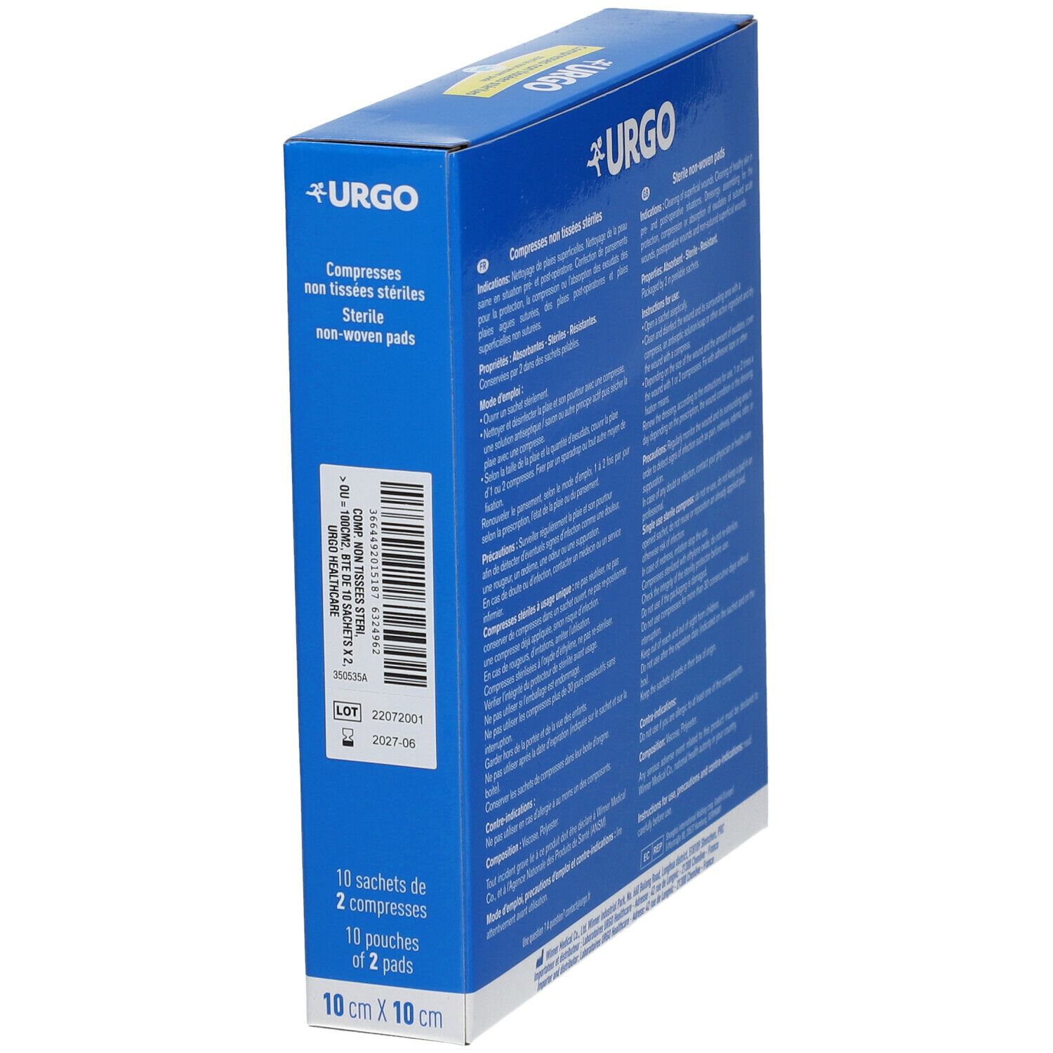 URGO Compresses stériles Non-tissées 10 cm x 10 cm