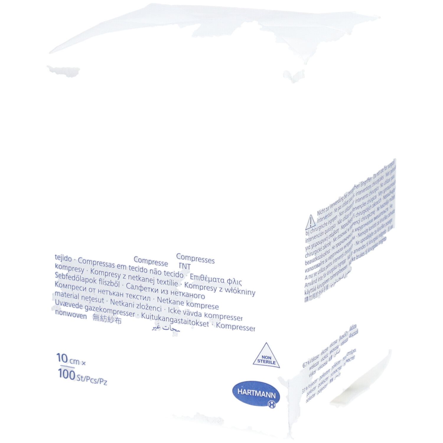 MEDICOMP NON STÉRILE - Compresse en non tissé, non stérile, 40 g. 10 cm x 10 cm (ref. 411