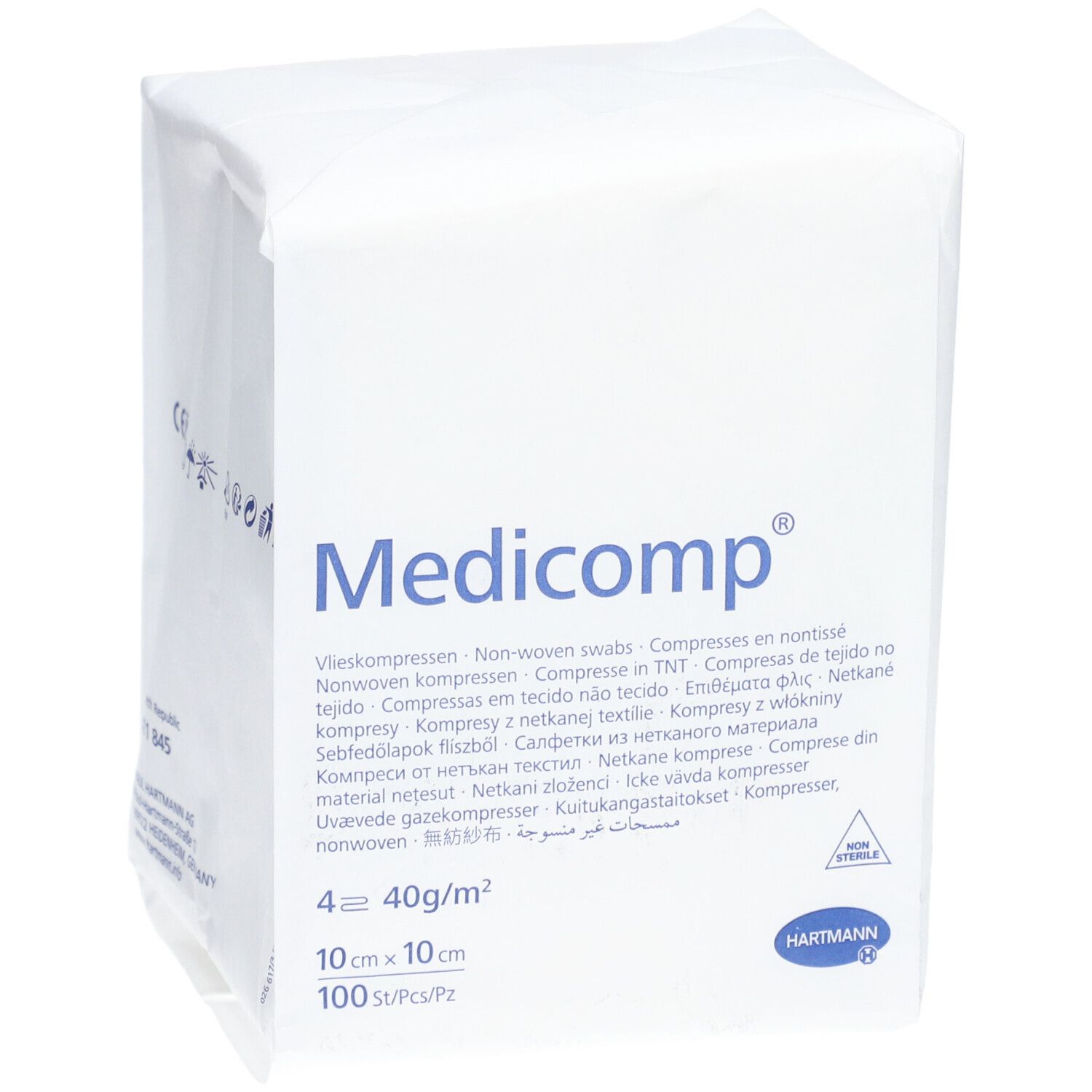 MEDICOMP NON STÉRILE - Compresse en non tissé, non stérile, 40 g. 10 cm x 10 cm (ref. 411