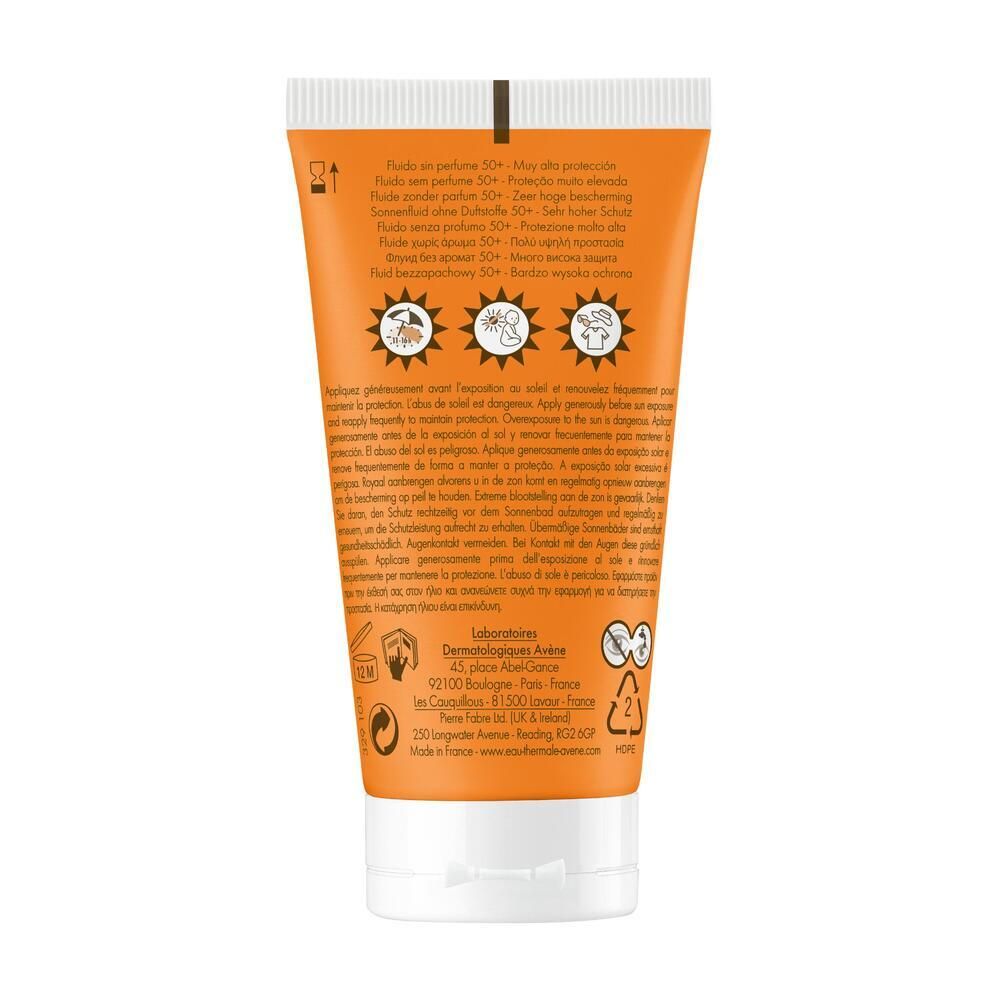 Avène Solaire - Fluide Sans Parfum SPF50+ UVB UVA Lumière Bleue HEV